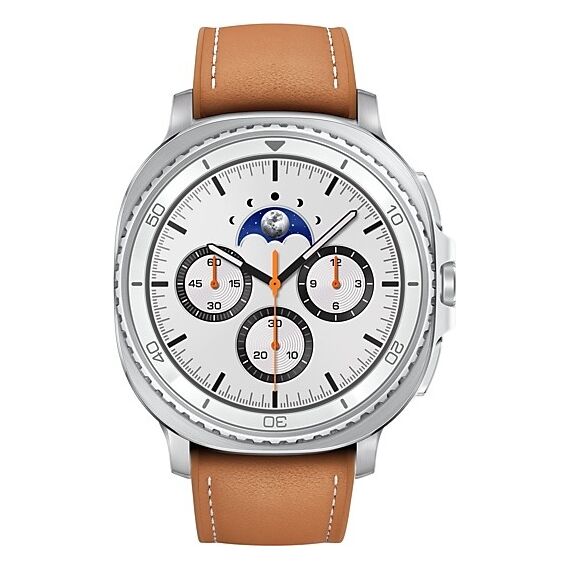 Galaxy Watch 8 Classic | 46 мм | White | Hybrid/Camel | S/M/L, Тип ремешка : Hybrid, Размер корпуса : 46 мм, Цвет: White, Цвет ремешка: Camel, Размер ремешка : S/M/L, Подключение часов : Bluetooth / Wi-Fi, изображение 3